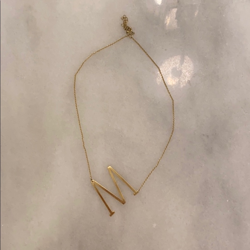 Anthropology gold letter (M) necklace